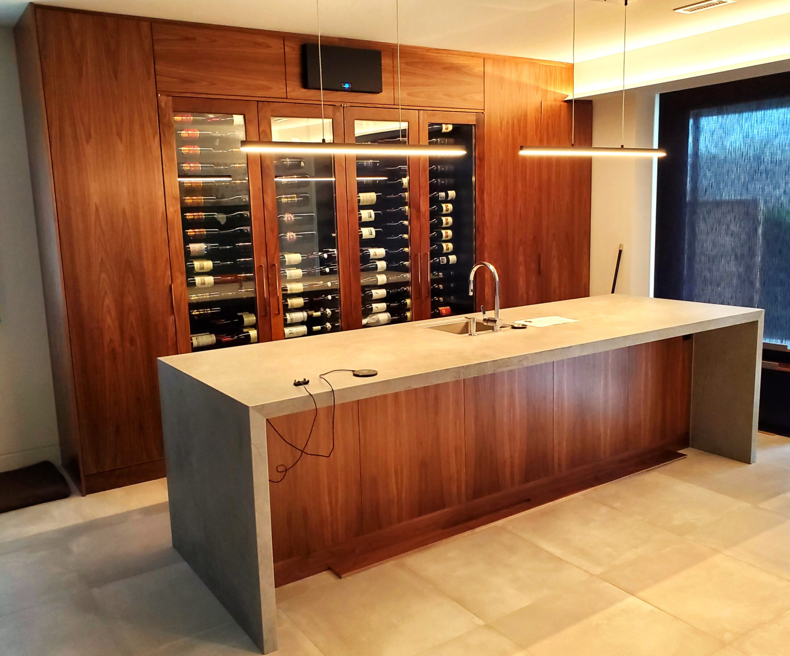 walnut wine cooler and wet bar — toronto
