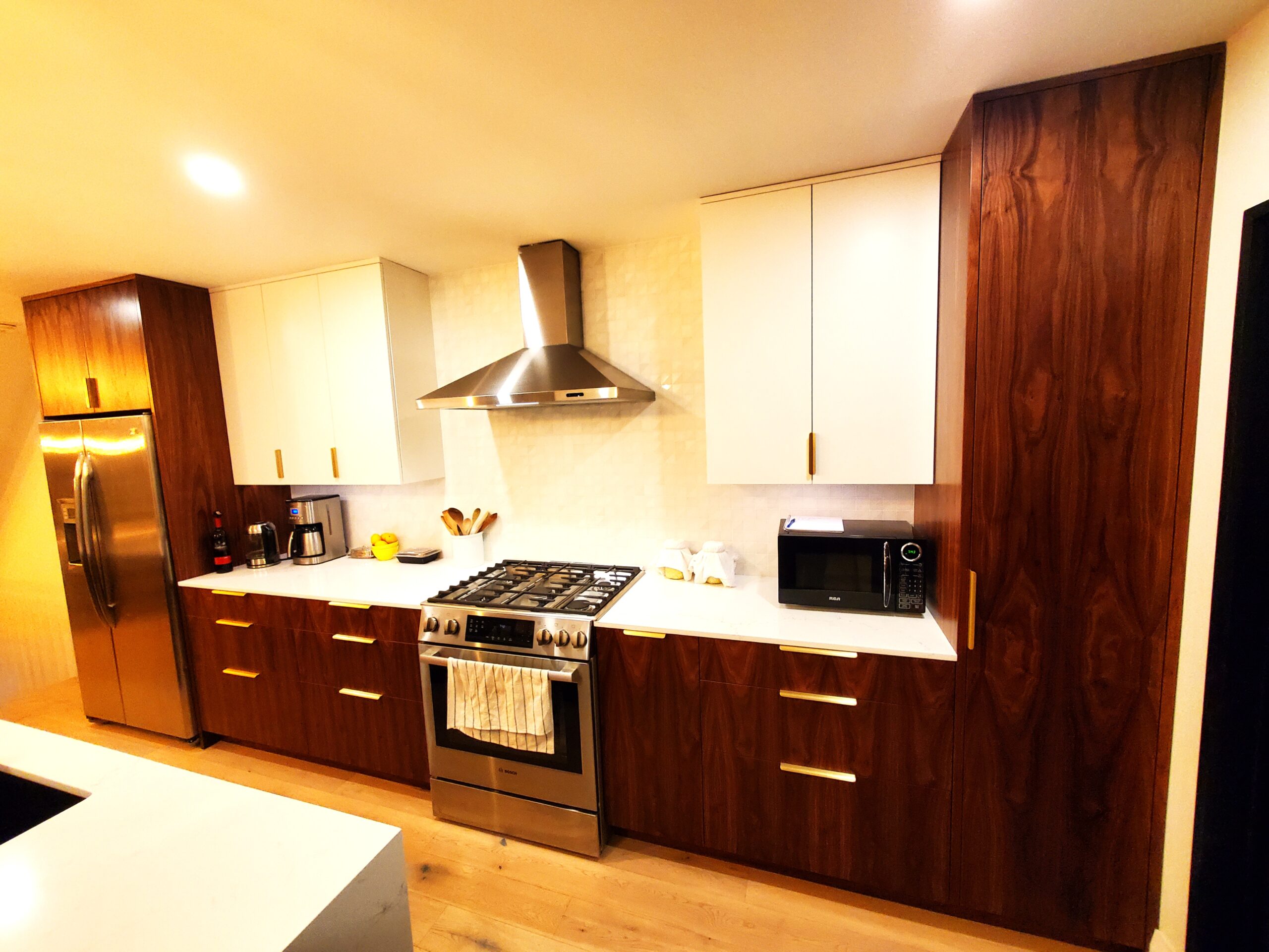 walnut and lacquer kitchen — toronto
