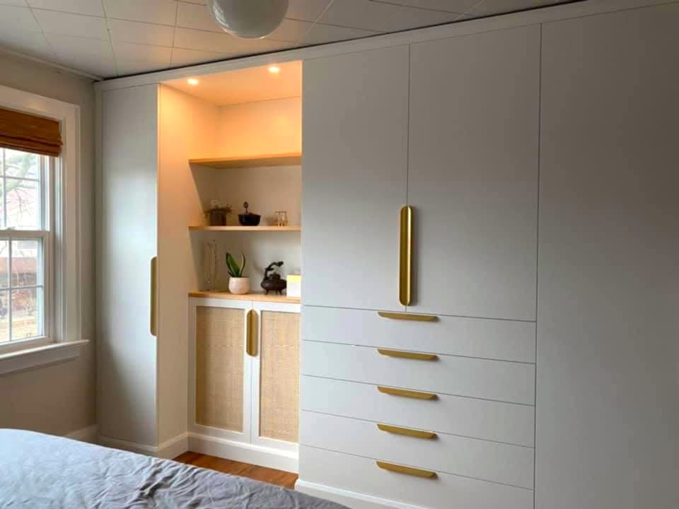 bedroom closet with rattan rad cover — toronto