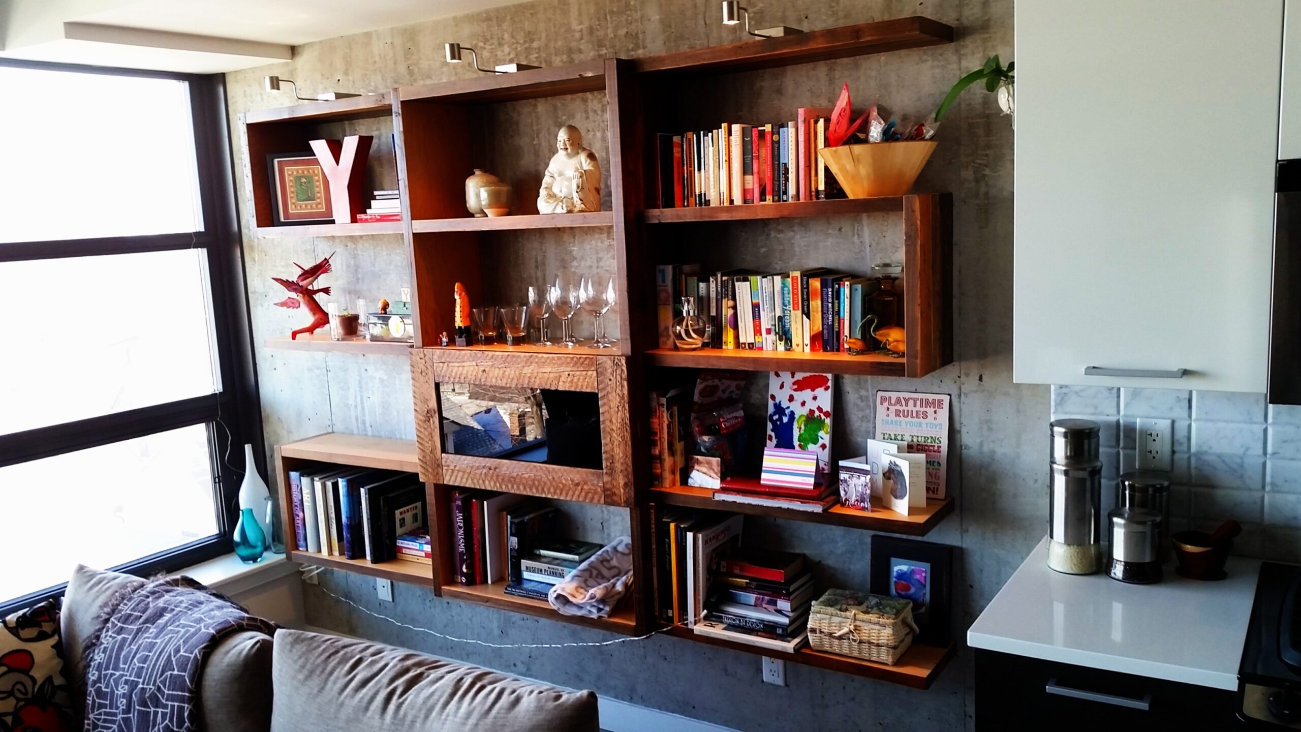 reclaimed pine shelving — toronto